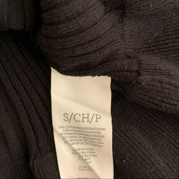 Cabi womens sz small black ribbed knit long sleeve button up top with ruffle hem - Picture 5 of 8